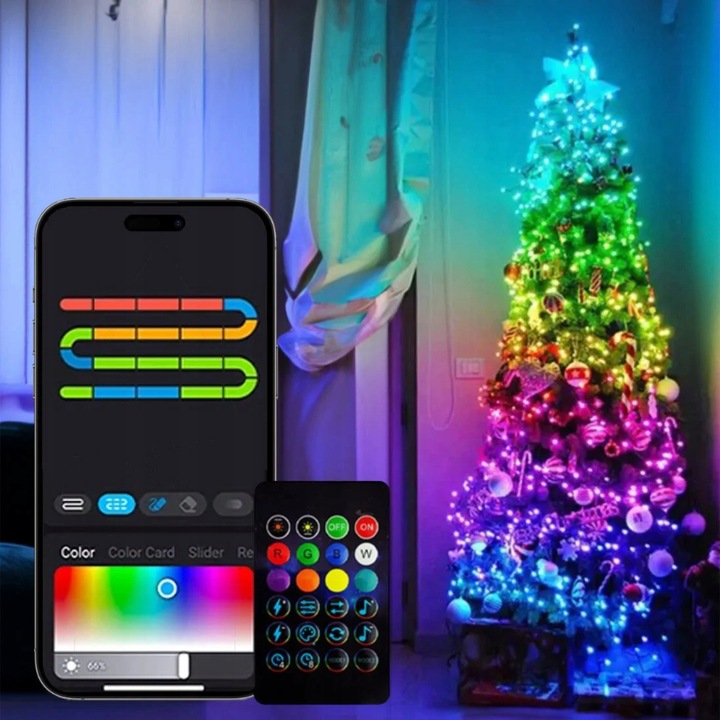 Lampki Świąteczne 200 LEDowe Inteligentne Bluetooth Świecą w RYTM Muzyki