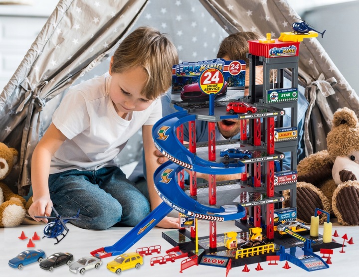 GARAŻ WIELOPOZIOMOWY PARKING SAMOCHODOWY AUTA HELIKOPTER Z WINDĄ DLA DZIECI