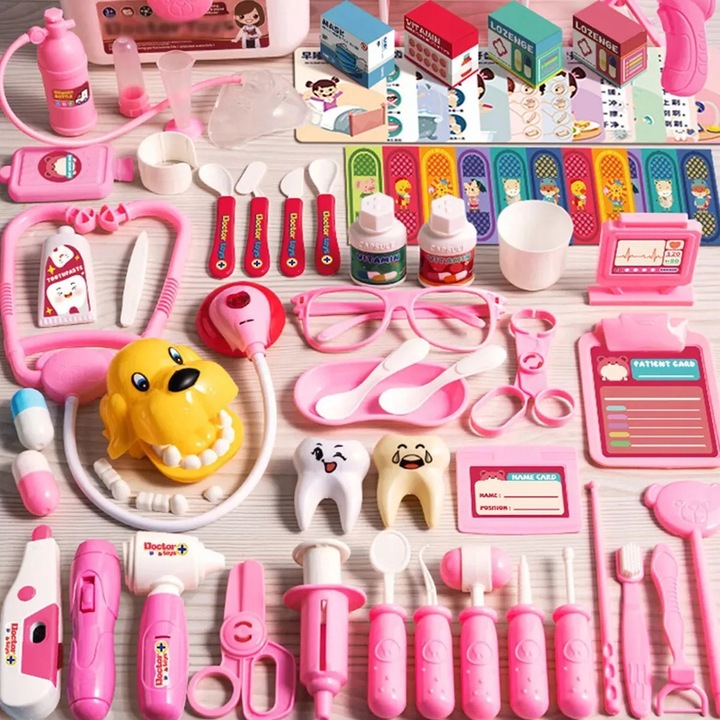 DUŻY ZESTAW LEKARSKI MAŁY LEKARZ DOKTOR W WALIZCE DENTYSTA AKCESORIA 75 EL
