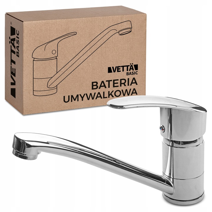 Bateria umywalkowa kuchenna nablatowa długi kran do zlewu chromowa VETTÄ