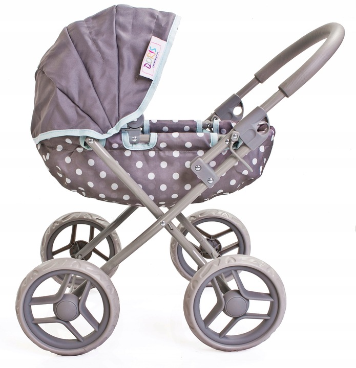 Wózek dla lalek GŁĘBOKI GONDOLA - SKŁADANY DASZEK - DUŻE KOŁA + TORBA Doris