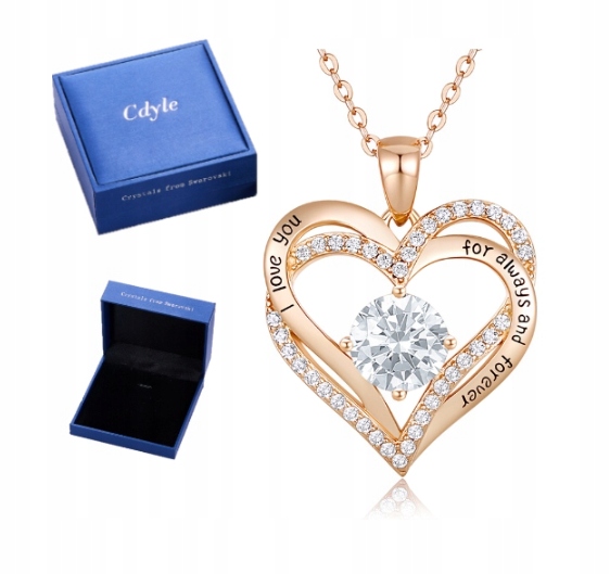 NASZYJNIK SREBRNY 925 + WISIOREK SERDUSZKO, PROJEKTOWANIE MARKI CDE