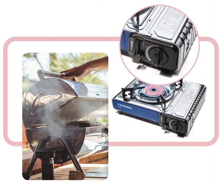 KUCHENKA TURYSTYCZNA TIROSS TS-266 SREBRNA 1650 W + 4 x BUTLE GAZOWE TS700