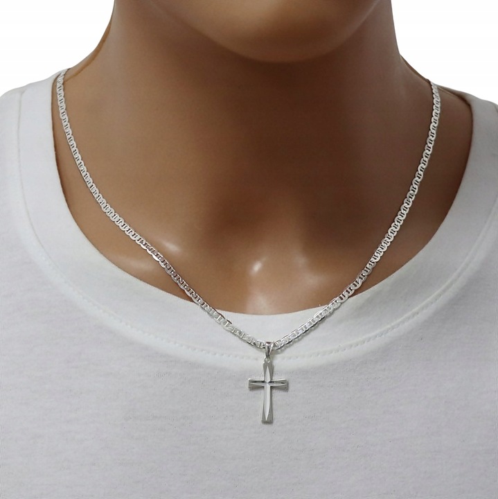 SREBRNY PEŁNY ŁAŃCUSZEK DAMSKI GUCCI Z KRZYŻYKIEM PR. 925 + GRAWER GRATIS