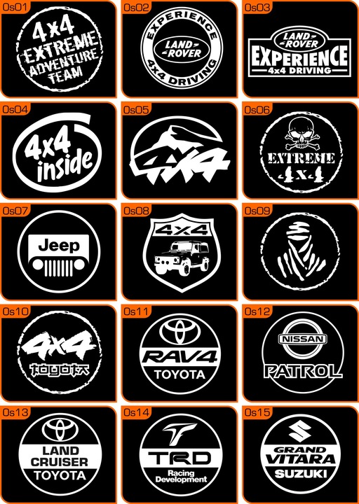 NAKLEJKI NA OSŁONĘ KOŁA ZAPASOWEGO - 4x4, OFF ROAD