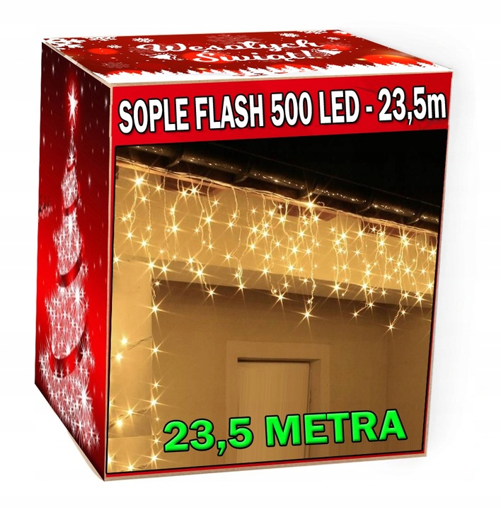 LAMPKI SOPLE 200 LED GRUBY KABEL 9,5m + FLASH
