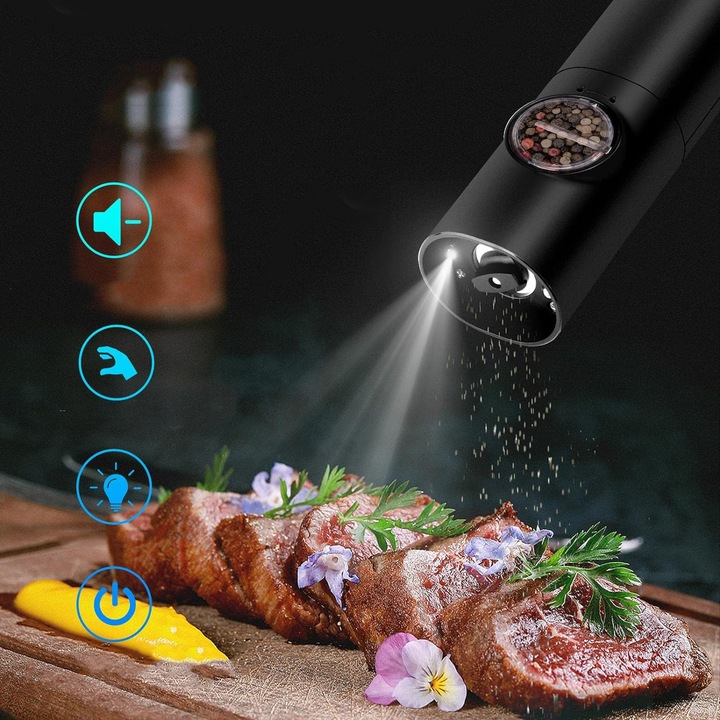 USB ŁADOWANIE ELEKTRYCZNY MŁYNKÓW DO SOLI I PIEPRZU, 2X MŁYNEK DO PRZYPRAW