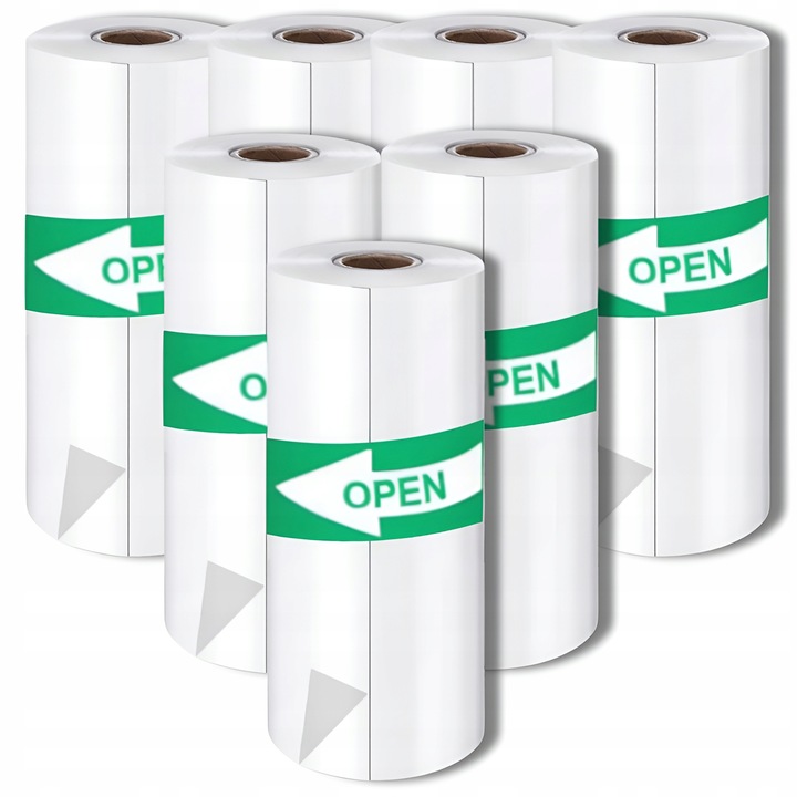 7xPAPIER TERMICZNY ROLKA SAMOPRZYLEPNA DO DRUKARKI DRUKUSIA ETYKIET APARATU