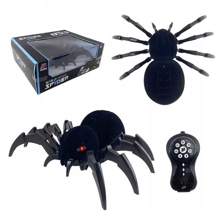 OGROMNY PAJĄK ZDALNIE STEROWANY ROZPYLA MGŁĘ ZIEJE PARĄ OCZY LED PILOT R/C