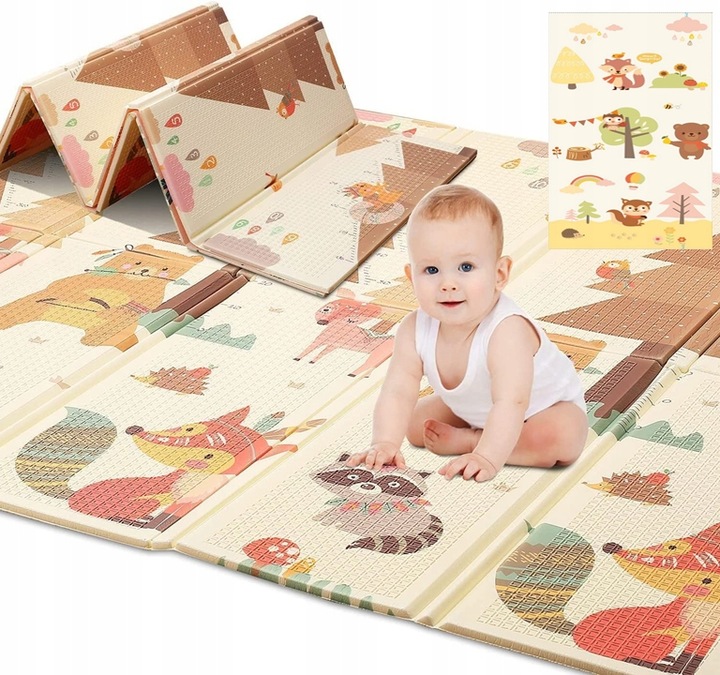 Mata Edukacyjna Piankowa Dwustronna Składana Mata dla Dzieci Duża 200x180cm