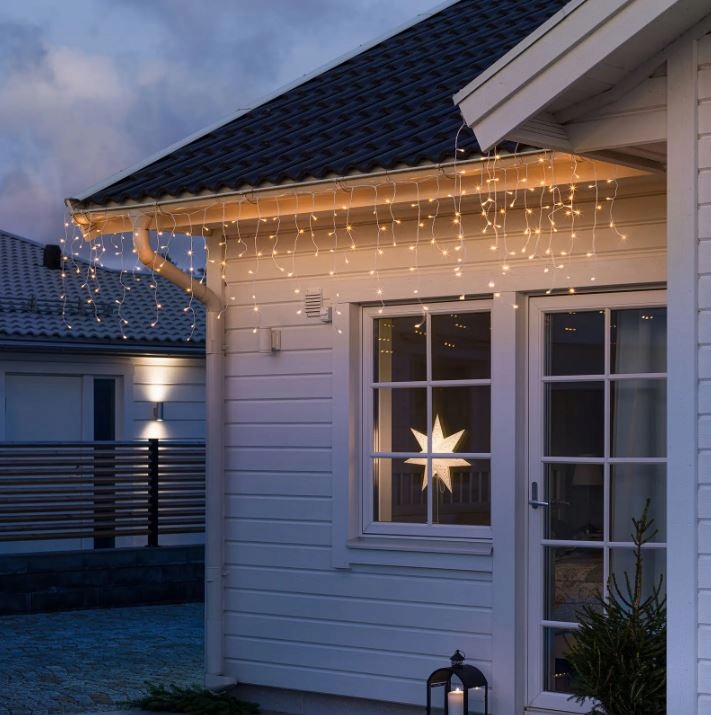 LAMPKI SOPLE ZEWNĘTRZNE 200LED IP44 ŚWIATŁO STAŁE + FLASH - BIAŁE CIEPŁE 8m