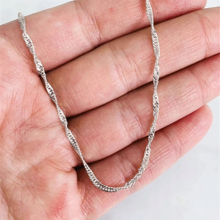 SREBRNY ŁAŃCUSZEK SPLOT SINGAPUR 42 cm 47 cm 52cm Włoski Kręcony SREBRO 925