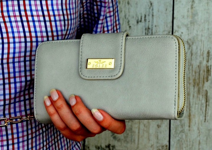 PORTFEL DAMSKI DUŻY TOREBKA NA ZAMEK PODWÓJNY MODNY ORGANIZER SUWAK STYLOWY