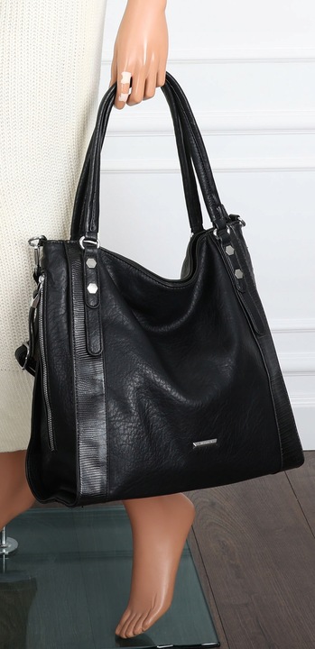 Torebka Damska Listonoszka Worek Shopper Duża na Ramię SR25305S Czarna