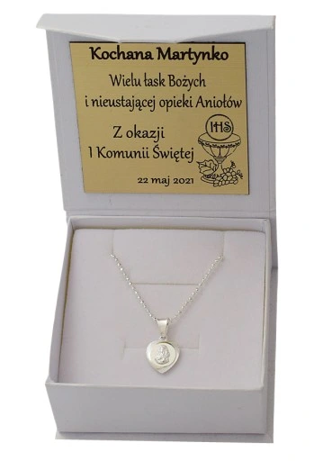 Łańcuszek Srebrny Damski Kulkowy 1,60 mm z Medalikiem pr 925 Grawer Gratis