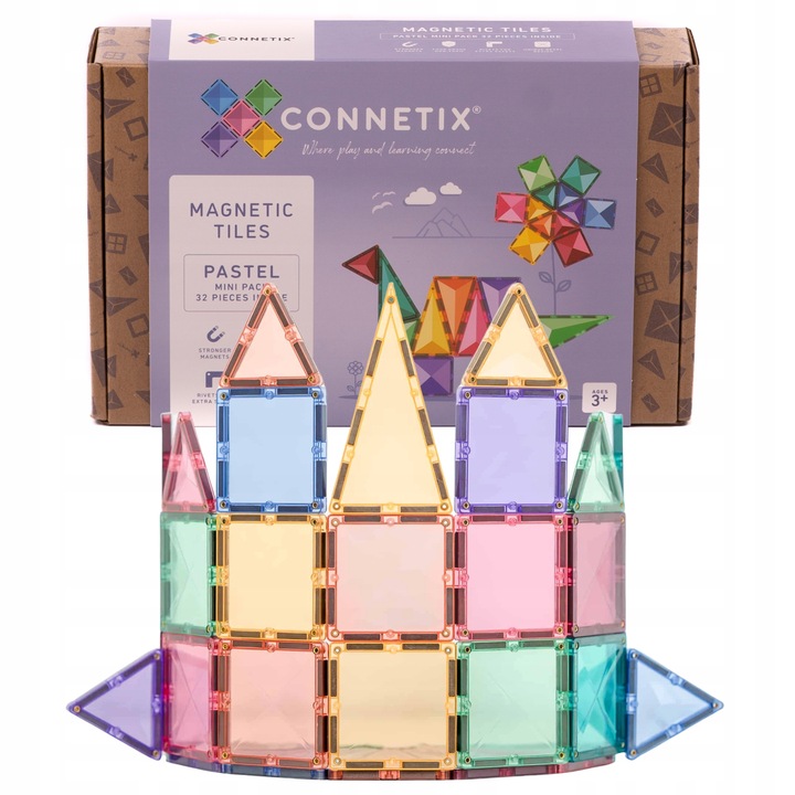 Connetix: klocki magnetyczne Pastel Mini 32 elem. zestaw start mini