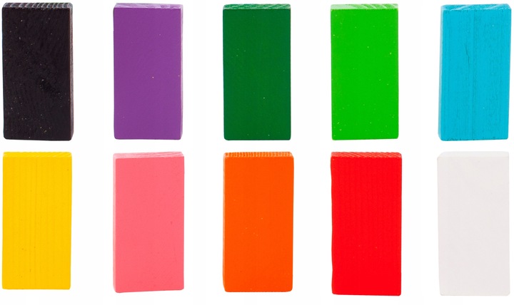 KLOCKI DOMINO KOLOROWE DREWNIANE EDUKACYJNE GRA ZRĘCZNOŚCIOWA 200 ELEMENTÓW