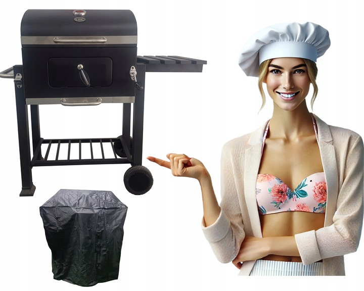 GRILL WĘGLOWY ANGULAR RUSZT ŻELIWNY + POKROWIEC