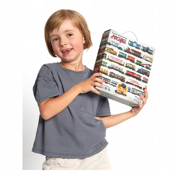 CzuCzu Puzzle POCIĄGI Dwustronne Układanka Stwórz Własny Pociąg 5+