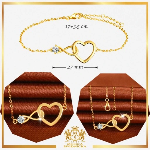 Mennica Świdnicka - Zestaw Złota Bransoletka Naszyjnik Srebro Prezent