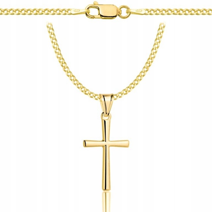 ZŁOTY ŁAŃCUSZEK NA CHRZEST CHRZCINY Z KRZYŻYKIEM PR 925 585 GRAWER PAMIĄTKA