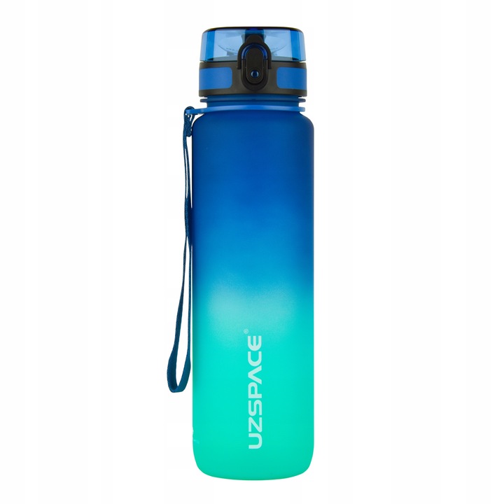 BUTELKA NA WODĘ 1L TRITAN Bidon z miarką motywacyjną niebiesko-turkusowy