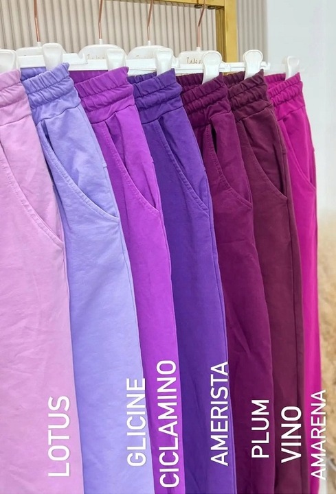 Spodnie Włoskie Wiya Bawełniane z Patką Uni Glicine