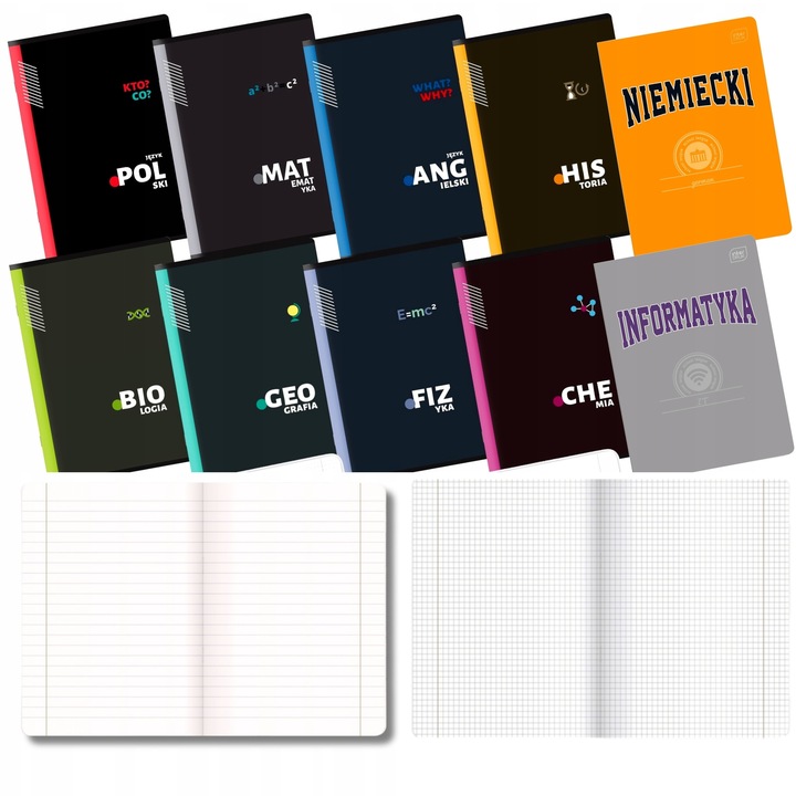 KOMPLET 10 ZESZYTÓW ZE ŚCIĄGĄ A5/60K ŚCIĄGA KOLOROWA 60 KARTEK KLASA 7-8