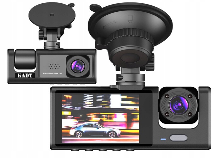 KAMERA SAMOCHODOWA WIDEOREJESTRATOR KADY FULL HD 3 KMAERY DO TAXI/UBER/BOLT
