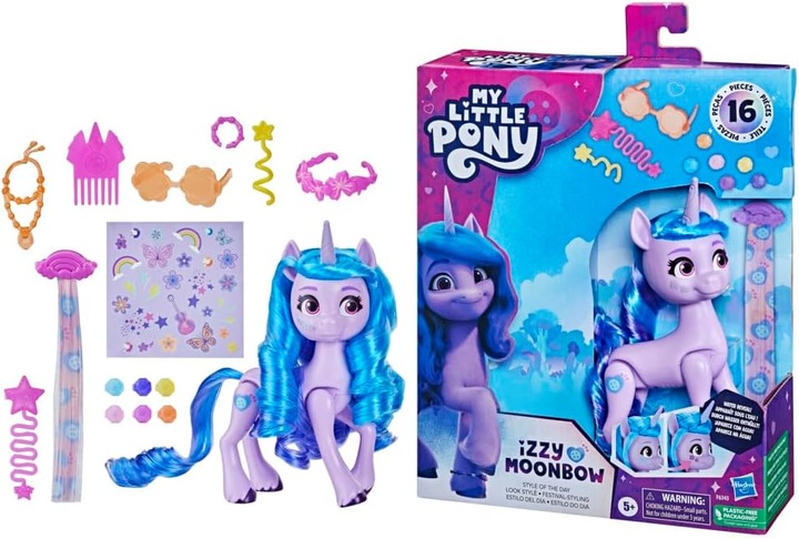 MY LITTLE PONY KUCYK IZZY MOONBOW + 16 AKCESORIÓW DO CZESANIA I OZDOBY