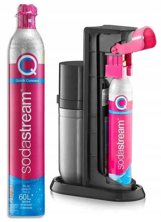 Różowy cylinder SodaStream z gazem CO2 Quick Connect Nabój SodaStream 60L