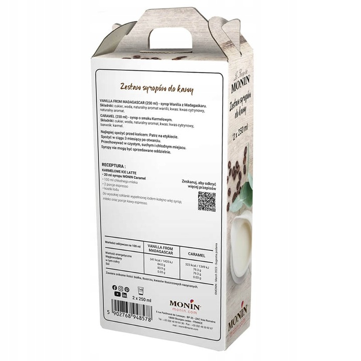 Syrop do kawy Monin zestaw mix smaków 250ml Wanilia i Karmel