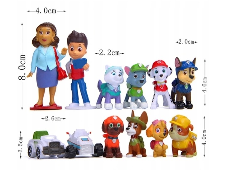 PSI PATROL PIESKI ZESTAW 10 FIGUREK I 2 POJAZDY NOWE 12 SZTUK