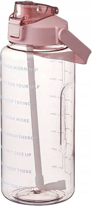 BUTELKA NA WODĘ BIDON Z MIARKĄ ZE SŁOMKĄ PRZYPOMNIENIEM SIŁOWNIA FITNESS 2L