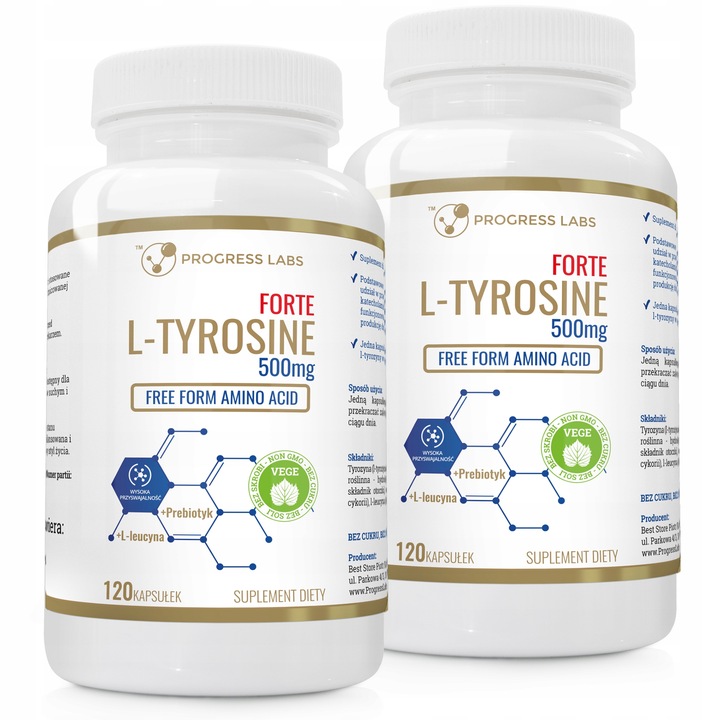 L-Tyrosine PAMIEC TYROZYNA MÓZG 500mg PRODUKT VEGE