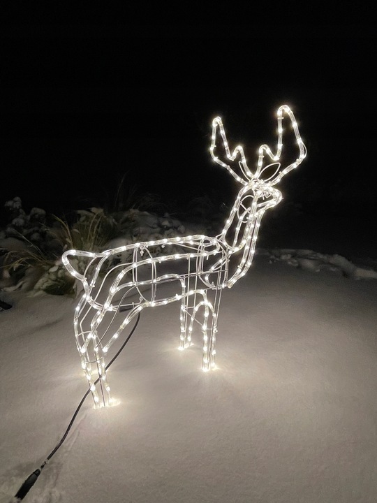 RENIFER ŚWIECĄCY LED DUŻY Z RUCHOMĄ GŁOWĄ BIAŁY CIEPŁY IP44 ZEWNĘTRZNY