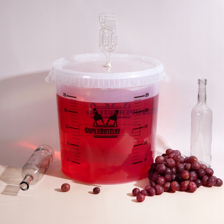 FERMENTATOR WIADRO FERMENTACYJNE 30 L na WINO PIWO z POKRYWĄ SKALĄ RURKĄ