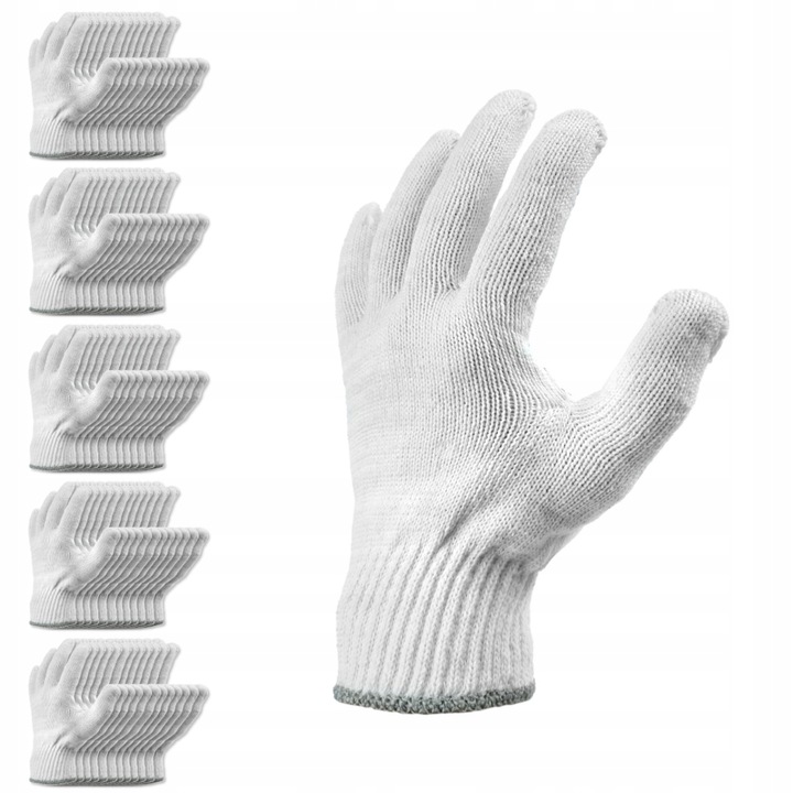 Rękawice robocze bawełniane dziane Flexi Fit 10/XL białe 60 par