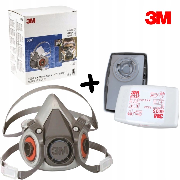 MASKA PÓŁMASKA PRZECIWPYŁOWA KOMPLETNA +FILTR P3 3M ORYGINAŁ