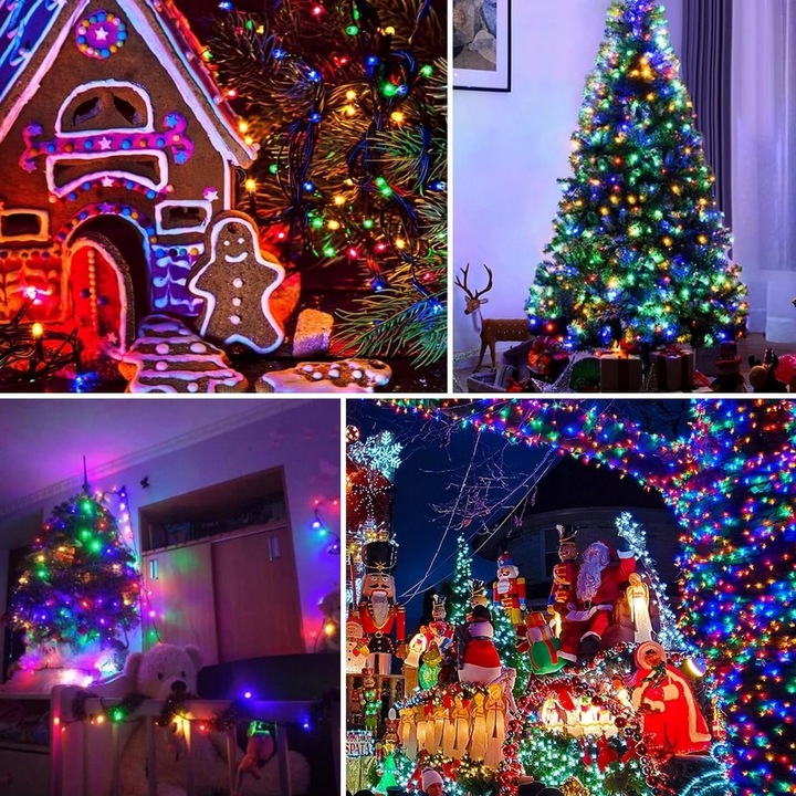 LAMPKI CHOINKOWE NA CHOINKĘ ŚWIĄTECZNE 500 LED MULTIKOLOR WEWNETRZNE ZEW.