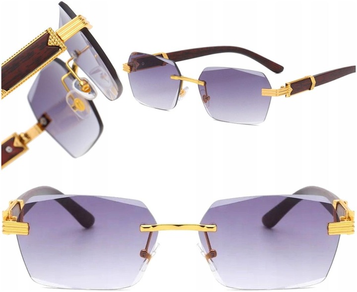 Okulary Przeciwsłoneczne bezramkowe prostokątne Damskie męskie UV400 Brąz