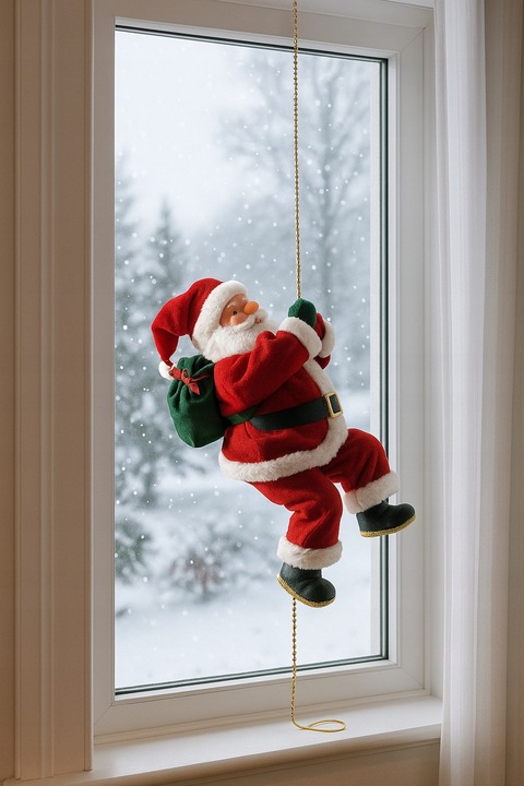 Wspinający się Mikołaj na Linie 100cm Melodyjka Prezent na Święta góra,dół