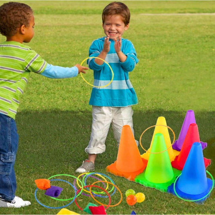 GRA ZRĘCZNOŚCIOWA RZUT DO CELU 3w1 PACHOŁKI OBRĘCZE WORECZKI 30 ELE WOOPIE