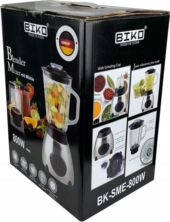 BLENDER KIELICHOWY SZKLANY DO KOKTAJLI DUŻA MOC 800W MŁYNEK DO KAWY 2W1