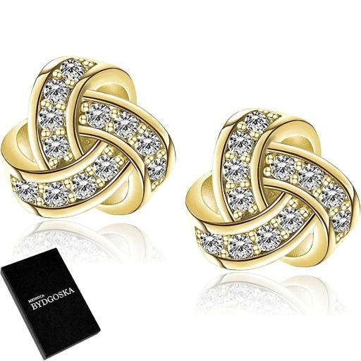 ZŁOTE KOLCZYKI wkrętki SZTYFTY, kolczyki srebro pozłacane