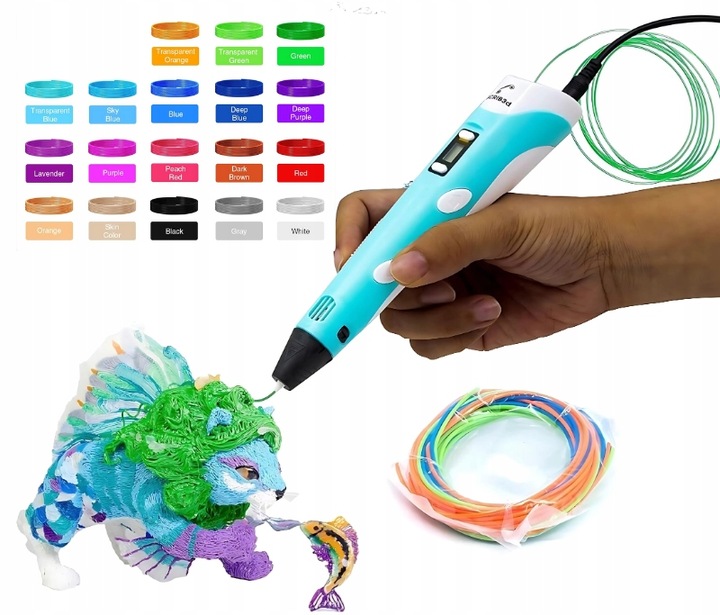 DŁUGOPIS 3D MAGICZNA DRUKARKA PEN DLA DZIECI FILAMENT ZESTAW 21 KOLOR 109 M