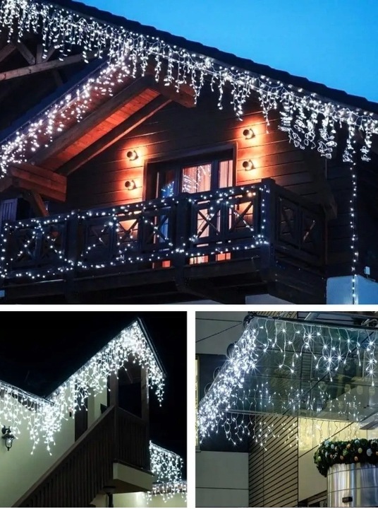 SOPLE 500 LED KURTYNA LAMPKI ZEWNĘTRZNE IP44 FLASH Białe Zimne