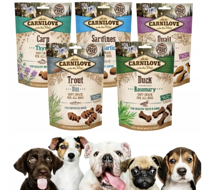 Carnilove Miękkie Przysmaki dla Psa Snack Fresh Soft Mix Smaków 200g*5 szt