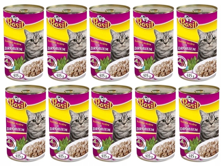 Basil KARMA dla KOTA puszka 415g 24szt MIX SMAKÓW ( 3x8sztuk )