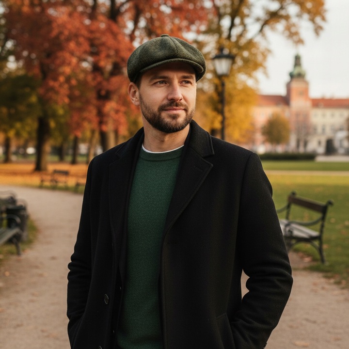 Kaszkiet męski OCIEPLANY Czapka Old School 50% WEŁNY Pako Jeans Retro Style